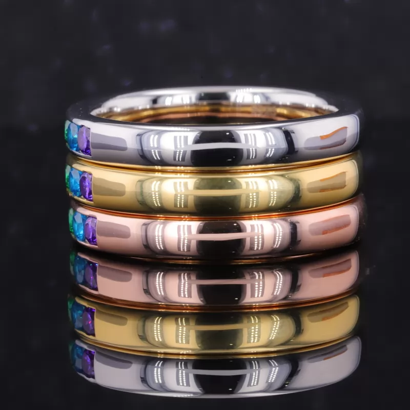 2mm Round Brilliant Cut Colour Gemstones Diamond Rings