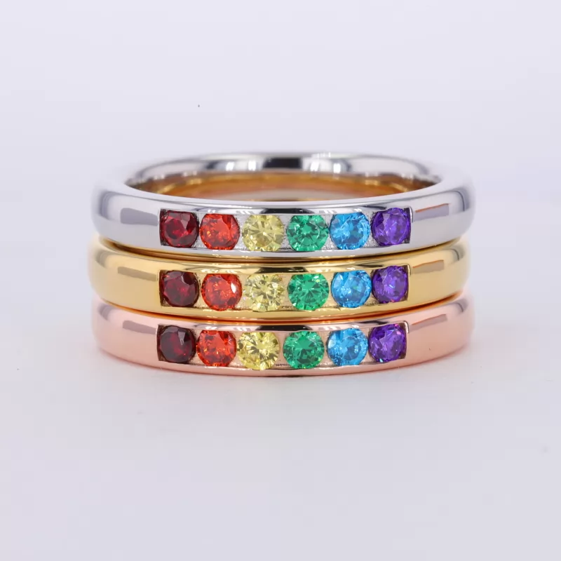 2mm Round Brilliant Cut Colour Gemstones Diamond Rings