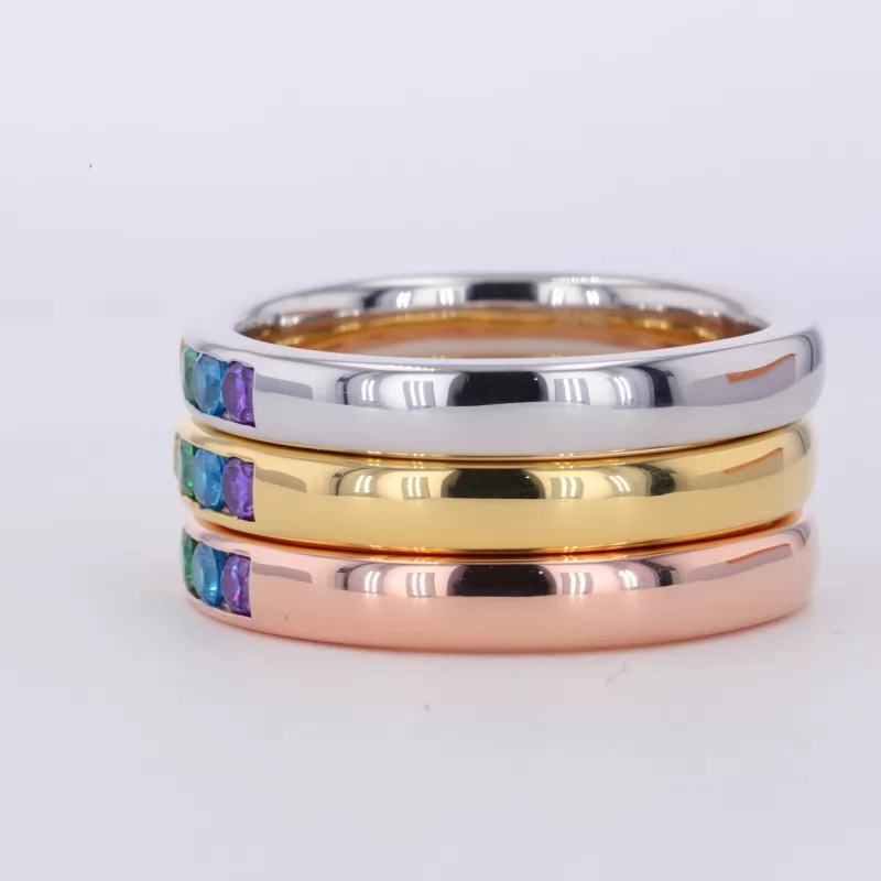2mm Round Brilliant Cut Colour Gemstones Diamond Rings