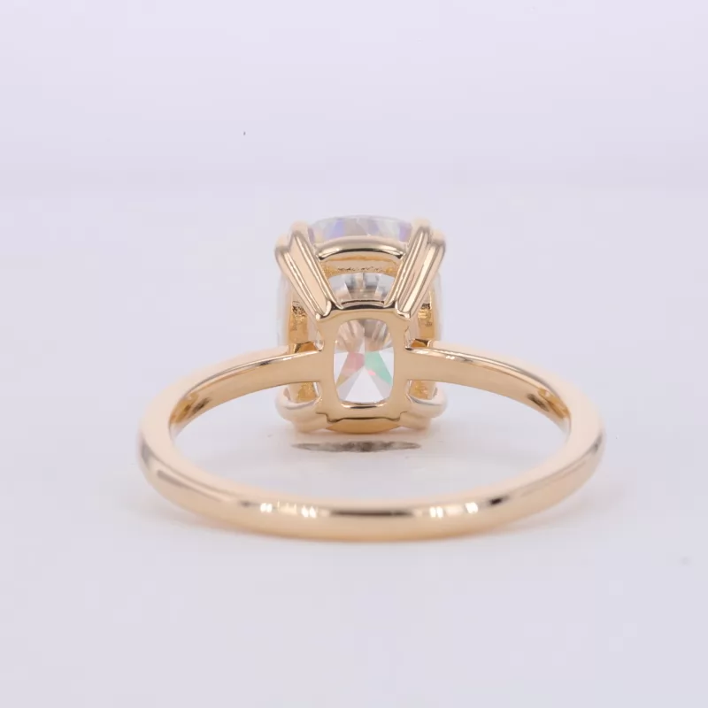 8.5×11mm Long Cushion Shape Crushed Ice Cut Moissanite 14K Yellow Gold Double Prongs Set Solitaire Engagement Ring