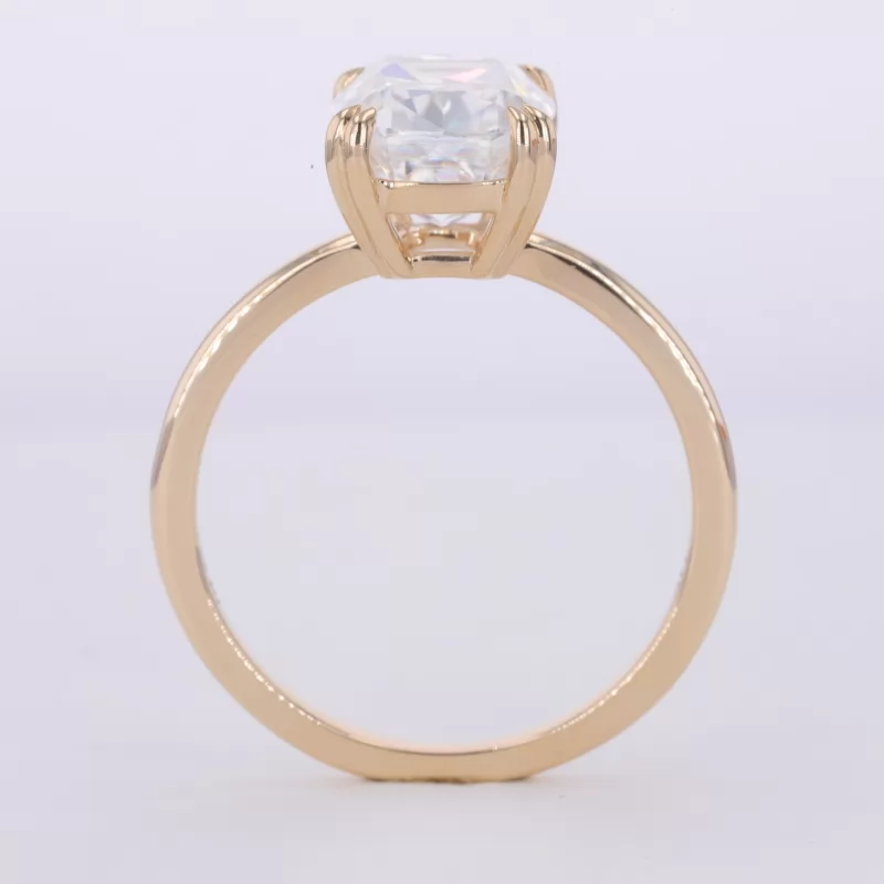8.5×11mm Long Cushion Shape Crushed Ice Cut Moissanite 14K Yellow Gold Double Prongs Set Solitaire Engagement Ring