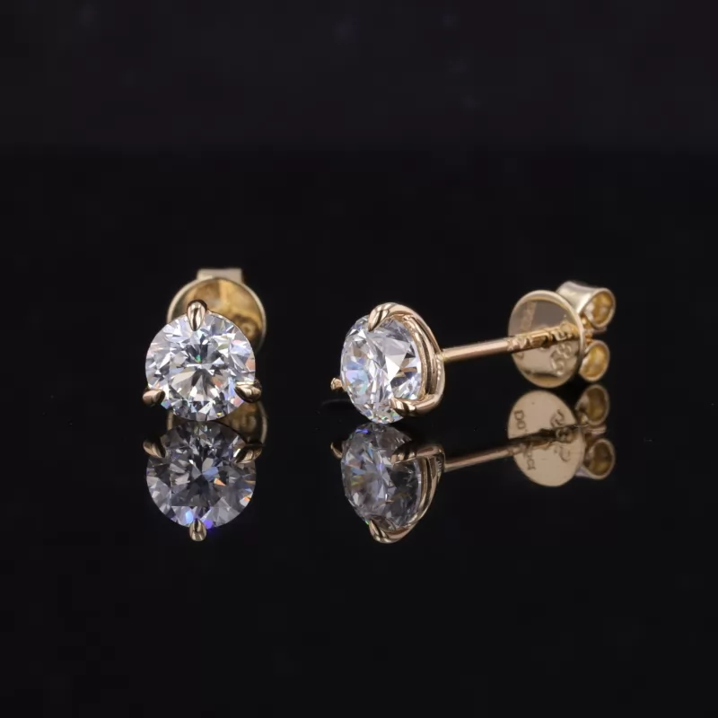 4.85mm Round Brilliant Cut Lab Grown Diamond 14K Yellow Gold Diamond Stud Earrings