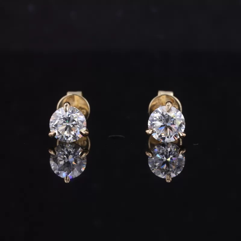 4.85mm Round Brilliant Cut Lab Grown Diamond 14K Yellow Gold Diamond Stud Earrings