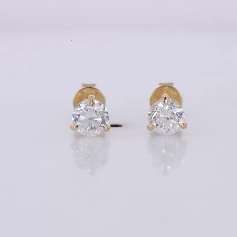 4.85mm Round Brilliant Cut Lab Grown Diamond 14K Yellow Gold Diamond Stud Earrings