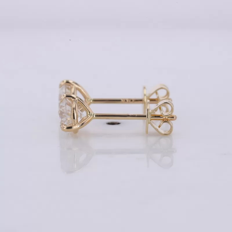 4.85mm Round Brilliant Cut Lab Grown Diamond 14K Yellow Gold Diamond Stud Earrings