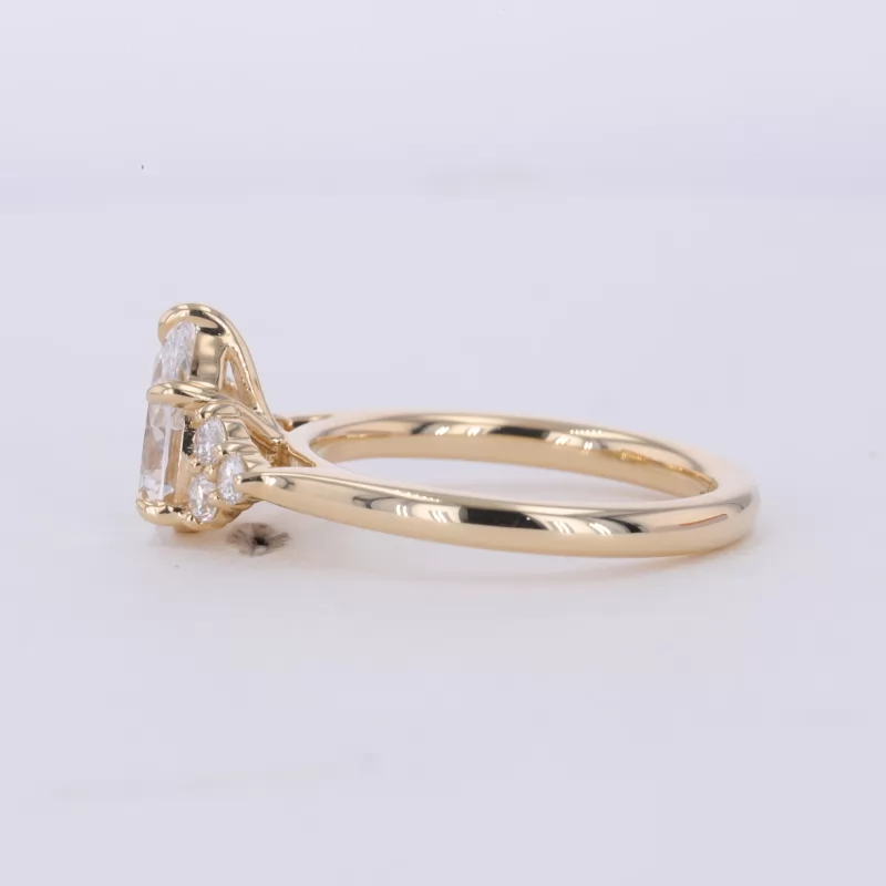 Pear Cut Lab Grown Diamond With Side Lab Grown Diamond 14K Yellow Gold Engagement Ring