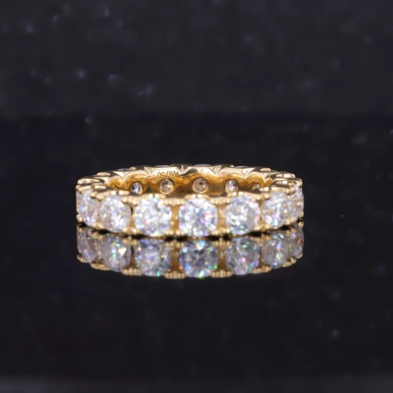 3.5×3.5mm Cushion Cut Moissanite 18K Yellow Gold Diamond Eternity Ring