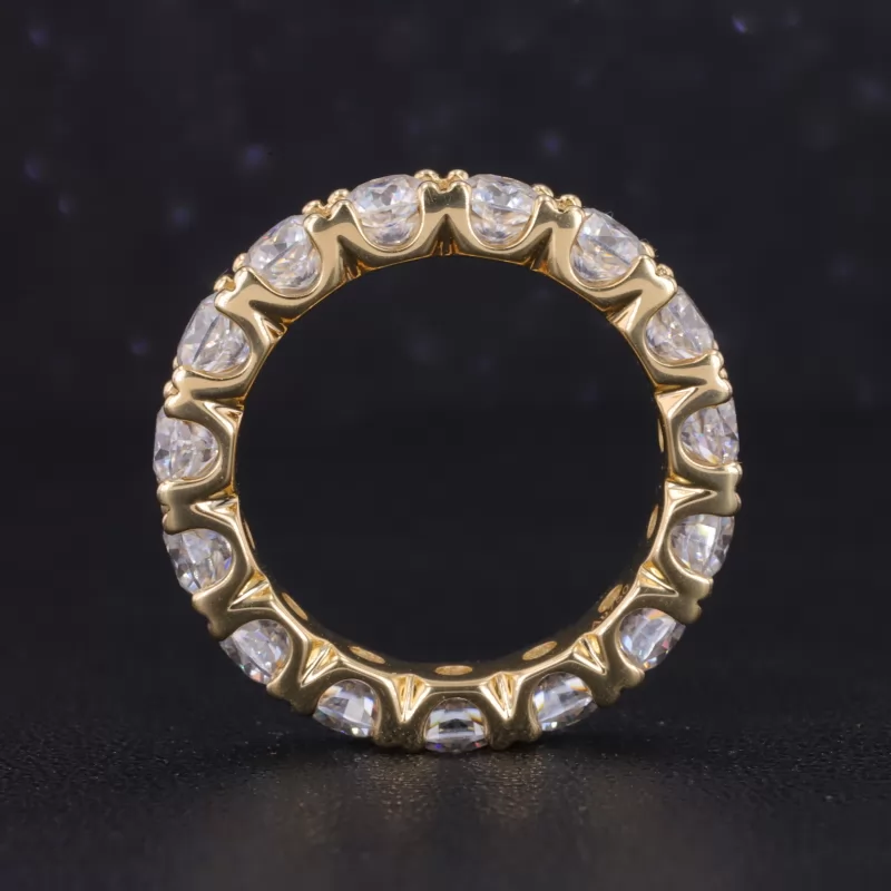 3.5×3.5mm Cushion Cut Moissanite 18K Yellow Gold Diamond Eternity Ring