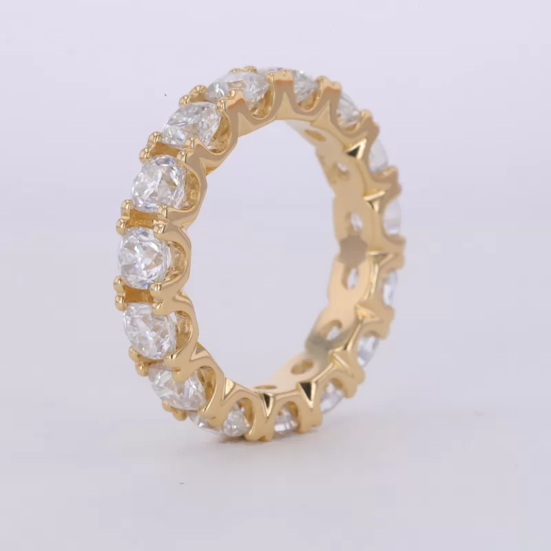 3.5×3.5mm Cushion Cut Moissanite 18K Yellow Gold Diamond Eternity Ring