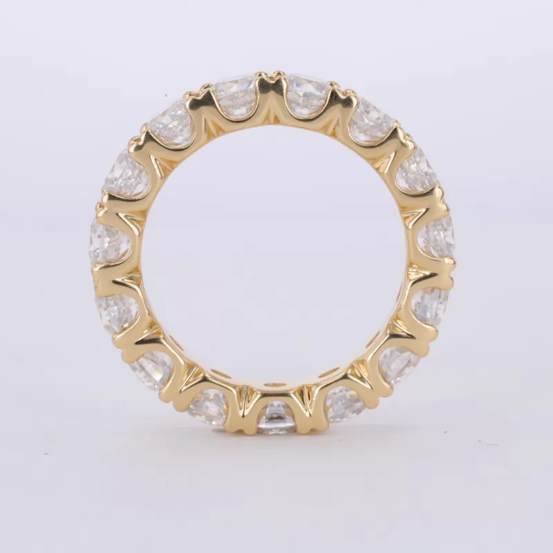 3.5×3.5mm Cushion Cut Moissanite 18K Yellow Gold Diamond Eternity Ring