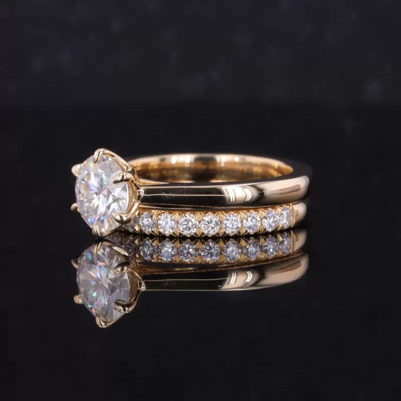 6.25mm Round Brilliant Cut Lab Grown Diamond 14K Yellow Gold Stackable Rings