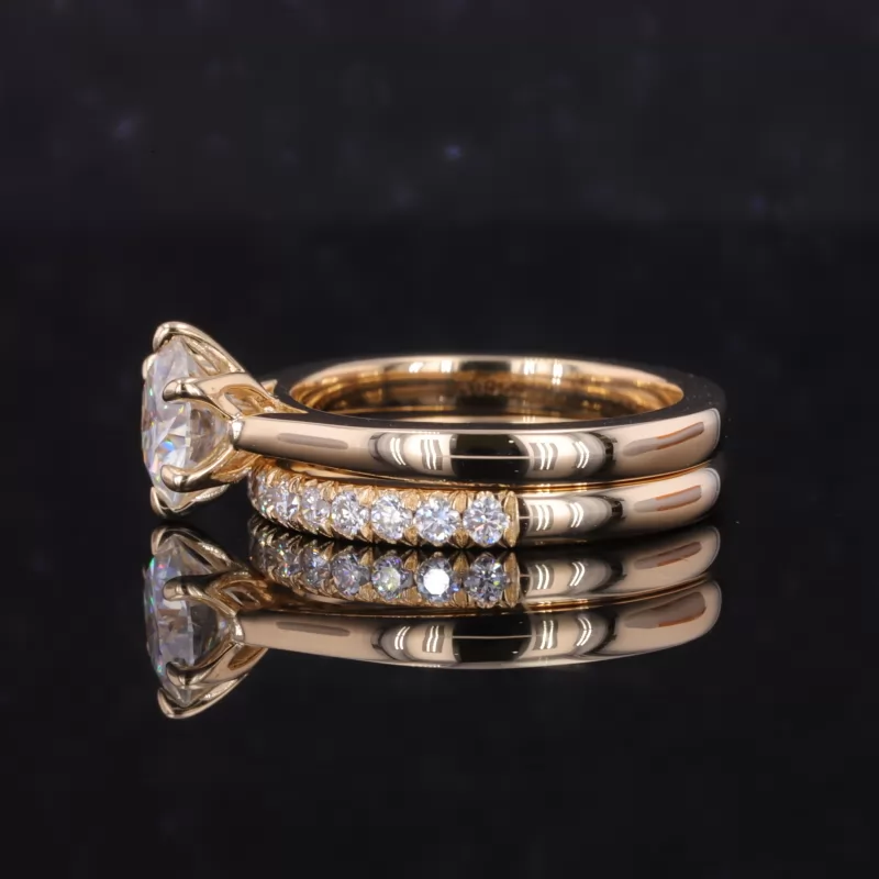 6.25mm Round Brilliant Cut Lab Grown Diamond 14K Yellow Gold Stackable Rings