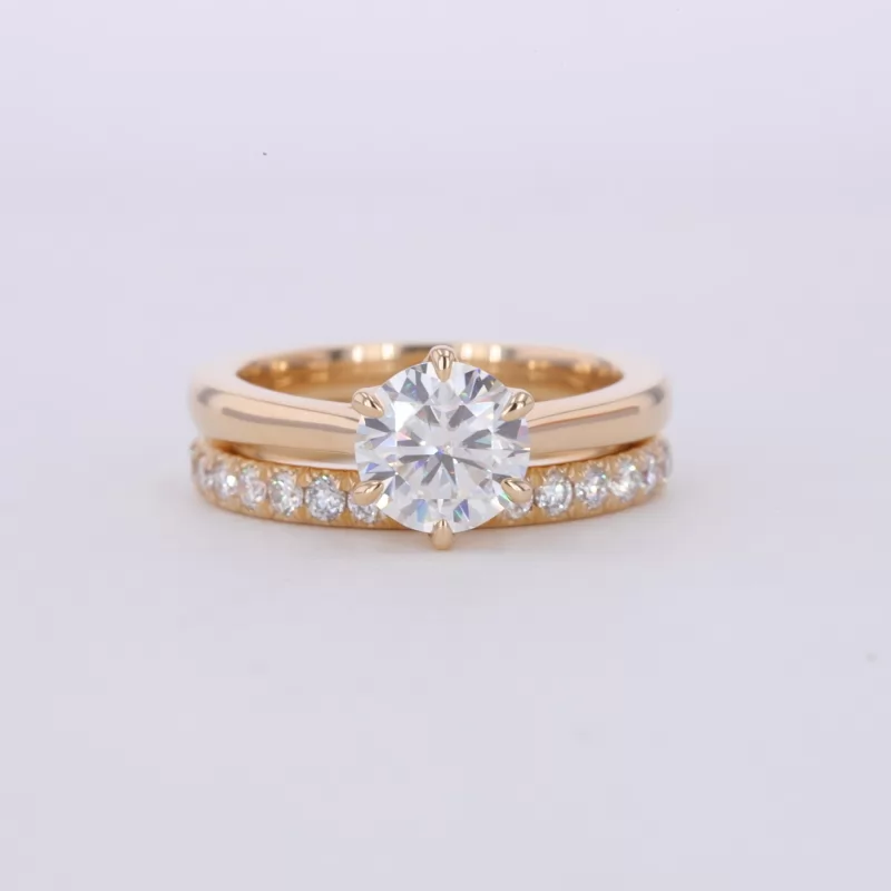 6.25mm Round Brilliant Cut Lab Grown Diamond 14K Yellow Gold Stackable Rings