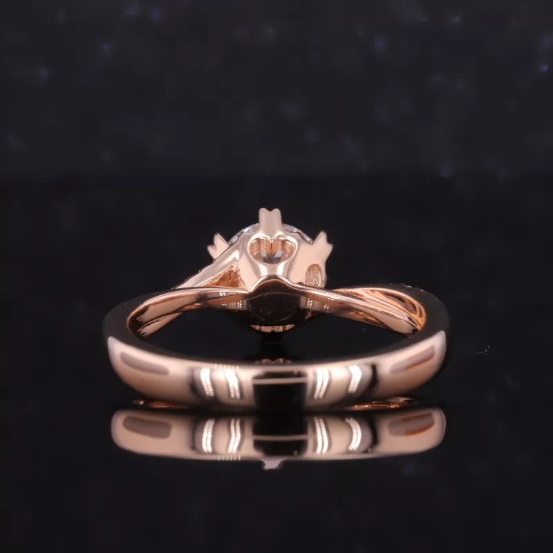 6.45mm Round Brilliant Cut Lab Grown Diamond 18K Rose Gold Pave Engagement Ring