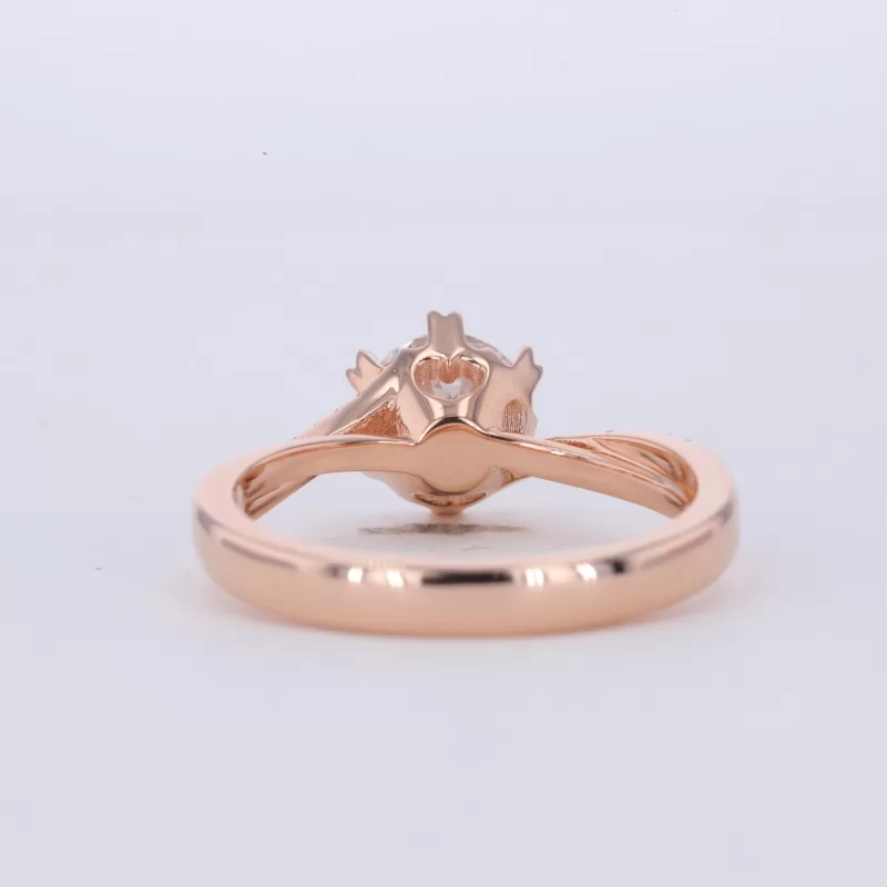 6.45mm Round Brilliant Cut Lab Grown Diamond 18K Rose Gold Pave Engagement Ring