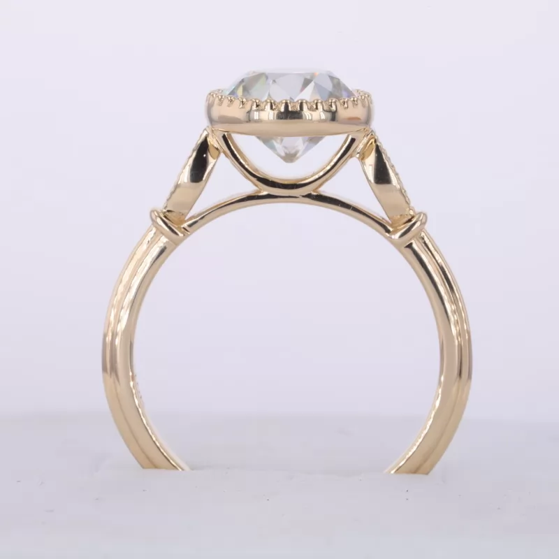 8.5mm Round Brilliant Cut Moissanite 10K Yellow Gold Channel Set Engagement Ring