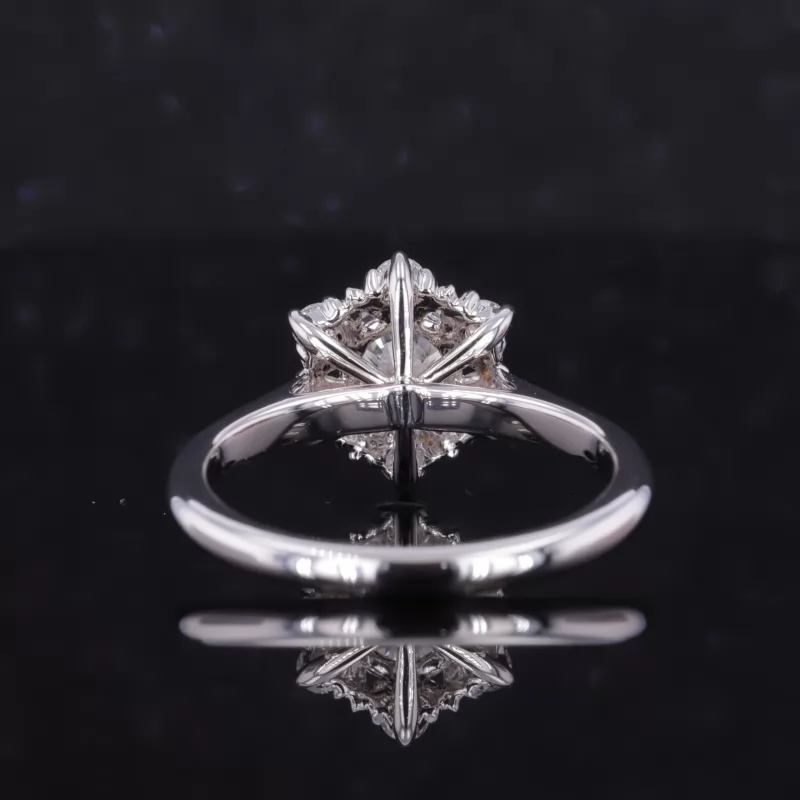 Round Brilliant Cut Moissanite 18K White Gold Halo Engagement Ring