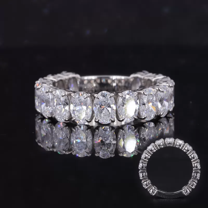 3.5×5mm Oval Cut Lab Grown Diamond PT950 Fifteen Stone Diamond Ring