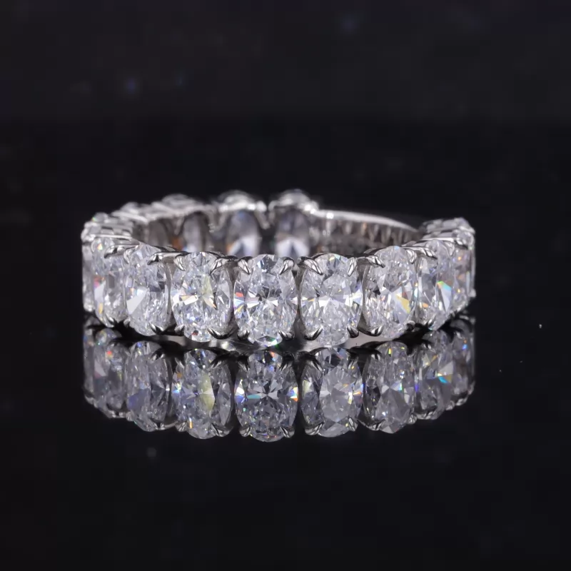 3.5×5mm Oval Cut Lab Grown Diamond PT950 Fifteen Stone Diamond Ring