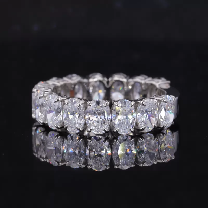 3.5×5mm Oval Cut Lab Grown Diamond PT950 Fifteen Stone Diamond Ring