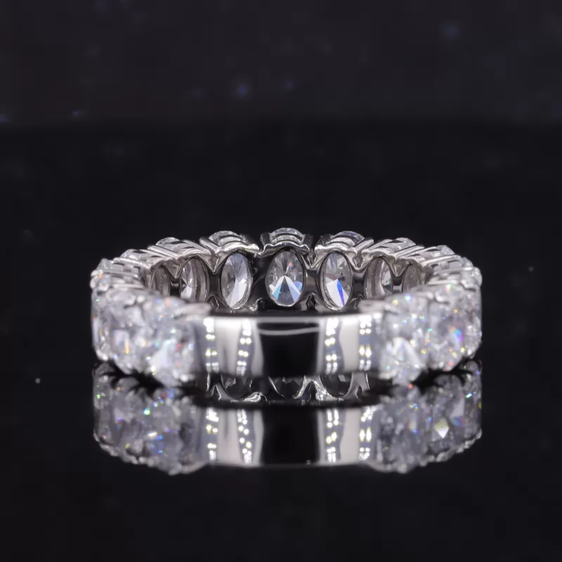 3.5×5mm Oval Cut Lab Grown Diamond PT950 Fifteen Stone Diamond Ring