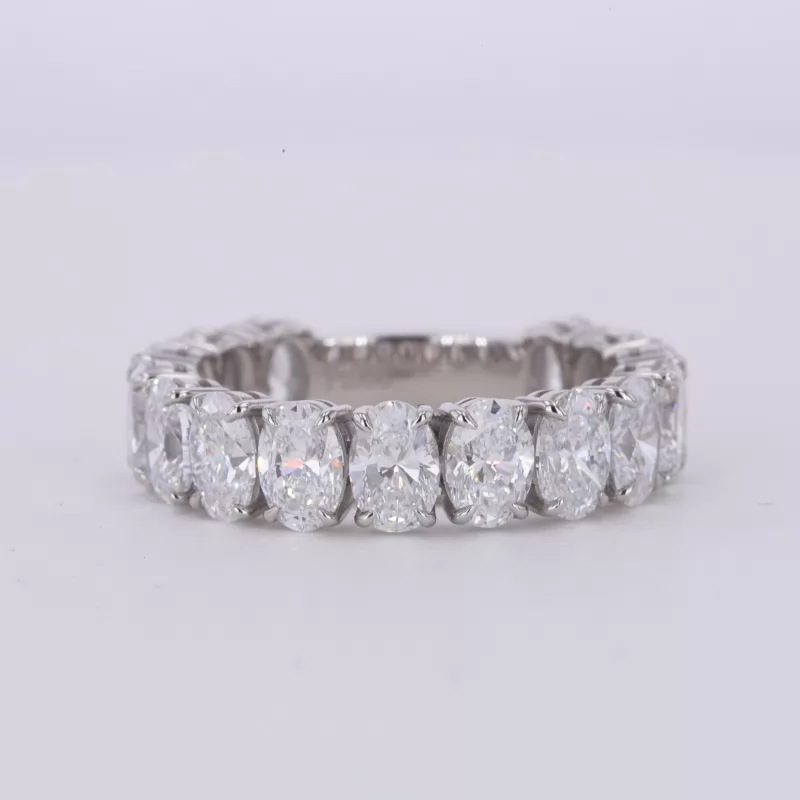 3.5×5mm Oval Cut Lab Grown Diamond PT950 Fifteen Stone Diamond Ring