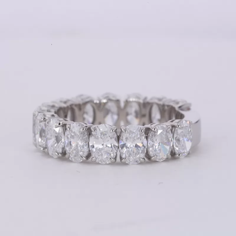 3.5×5mm Oval Cut Lab Grown Diamond PT950 Fifteen Stone Diamond Ring