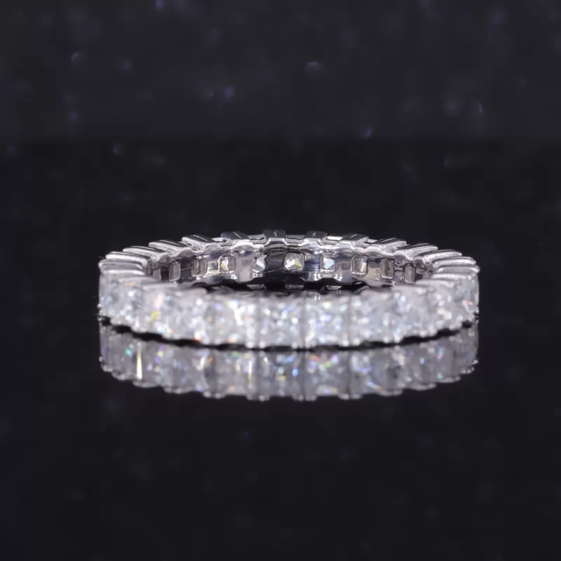 2.5×2.5mm Princess Cut Moissanite 14K White Gold Diamond Eternity Ring