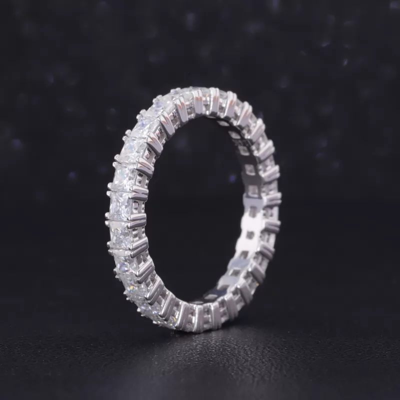 2.5×2.5mm Princess Cut Moissanite 14K White Gold Diamond Eternity Ring