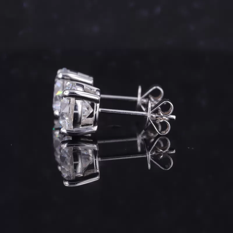 7.46mm Round Brilliant Cut Lab Grown Diamond 18K White Gold Diamond Stud Earrings