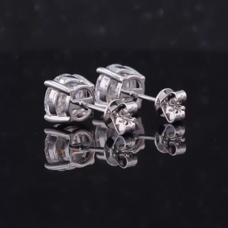 7.46mm Round Brilliant Cut Lab Grown Diamond 18K White Gold Diamond Stud Earrings