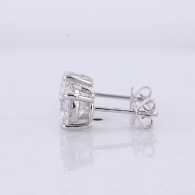 7.46mm Round Brilliant Cut Lab Grown Diamond 18K White Gold Diamond Stud Earrings