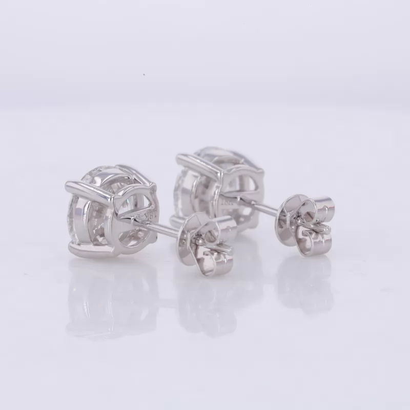 7.46mm Round Brilliant Cut Lab Grown Diamond 18K White Gold Diamond Stud Earrings