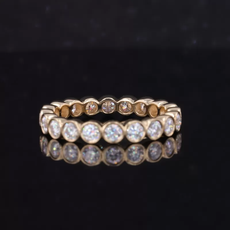 2.5mm Round Brilliant Cut Moissanite Bezel Set Diamond Eternity Rings