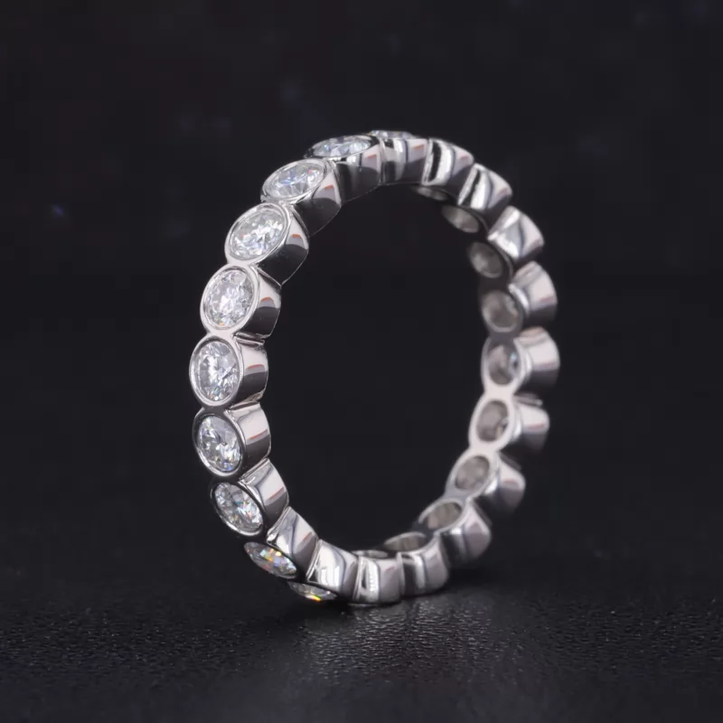 2.5mm Round Brilliant Cut Moissanite Bezel Set Diamond Eternity Rings