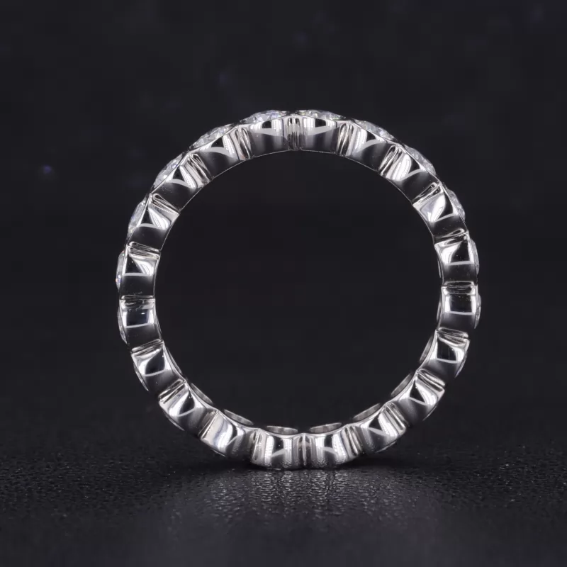 2.5mm Round Brilliant Cut Moissanite Bezel Set Diamond Eternity Rings