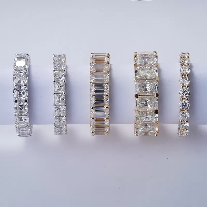 Fancy Shape Moissanite Diamond Eternity Rings