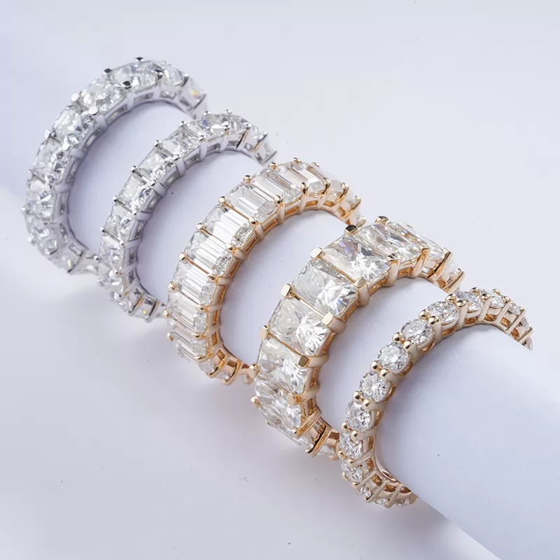 Fancy Shape Moissanite Diamond Eternity Rings