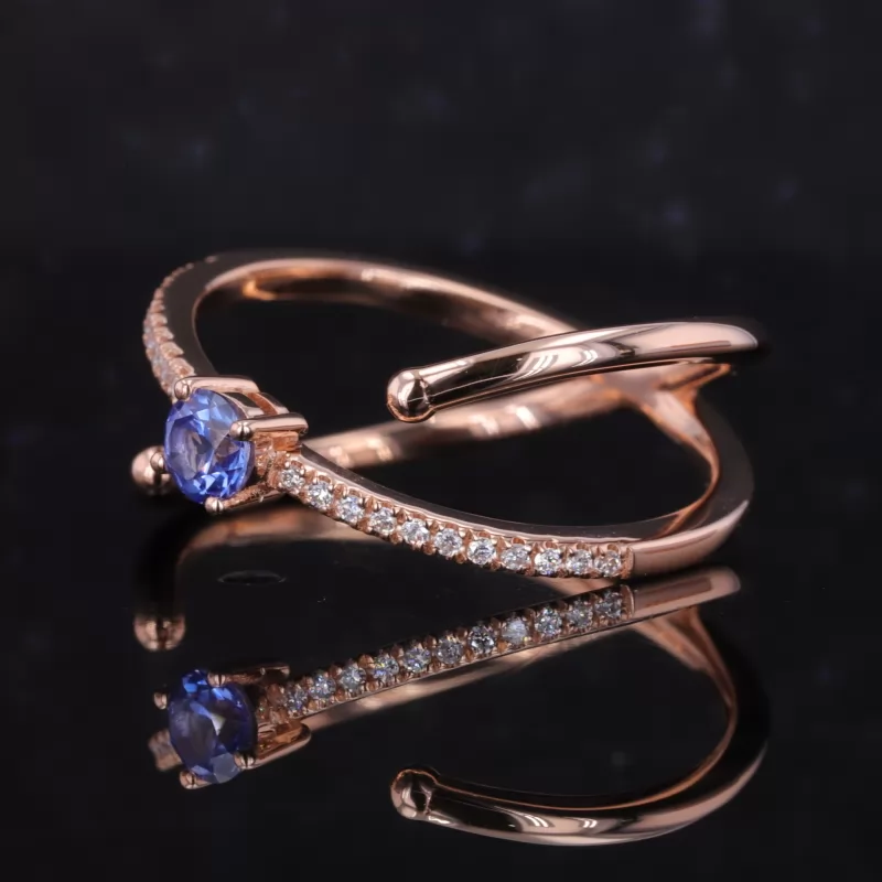 4mm Round Brilliant Cut Moissanite & Lab Grown Diamond & Lab Grown Sapphire Vintage Engagement Rings