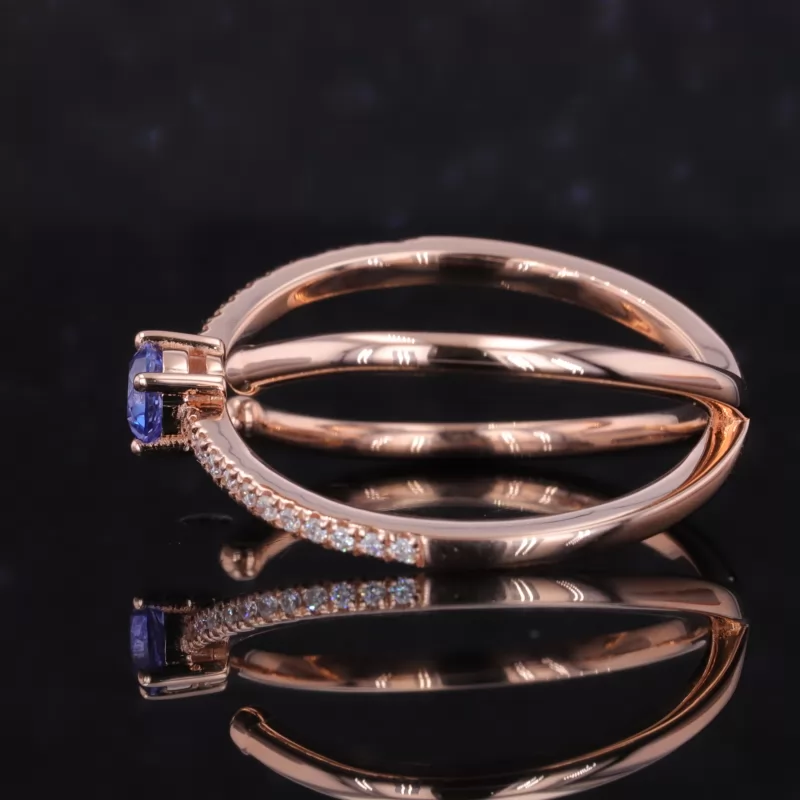 4mm Round Brilliant Cut Moissanite & Lab Grown Diamond & Lab Grown Sapphire Vintage Engagement Rings