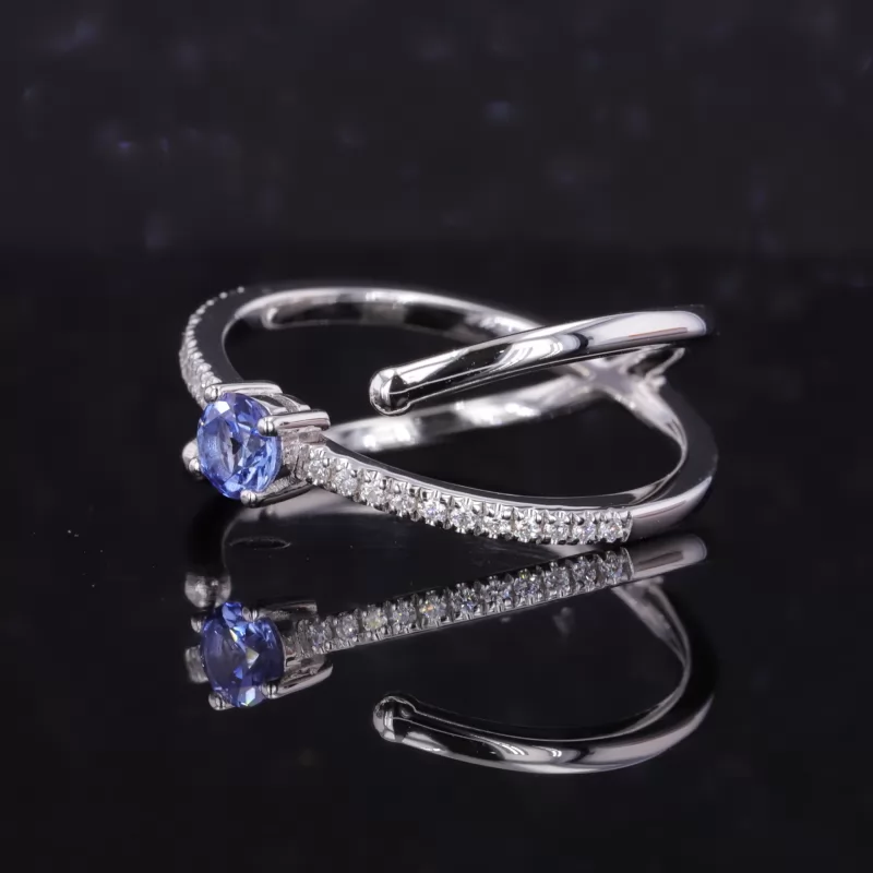 4mm Round Brilliant Cut Moissanite & Lab Grown Diamond & Lab Grown Sapphire Vintage Engagement Rings