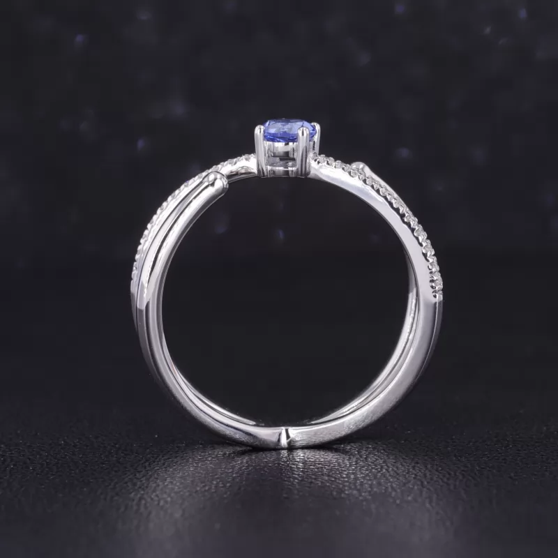 4mm Round Brilliant Cut Moissanite & Lab Grown Diamond & Lab Grown Sapphire Vintage Engagement Rings