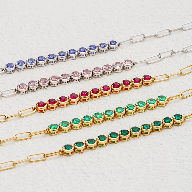 3.5mm Round Brilliant Cut Lab Gemstones Bezel Set Diamond Bracelets