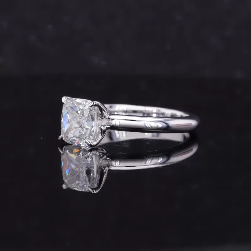7.24×6.74mm Cushion Cut Lab Grown Diamond 10K White Gold Solitaire Engagement Ring