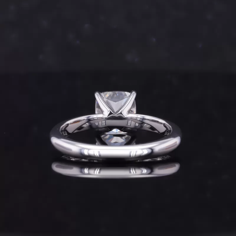 7.24×6.74mm Cushion Cut Lab Grown Diamond 10K White Gold Solitaire Engagement Ring