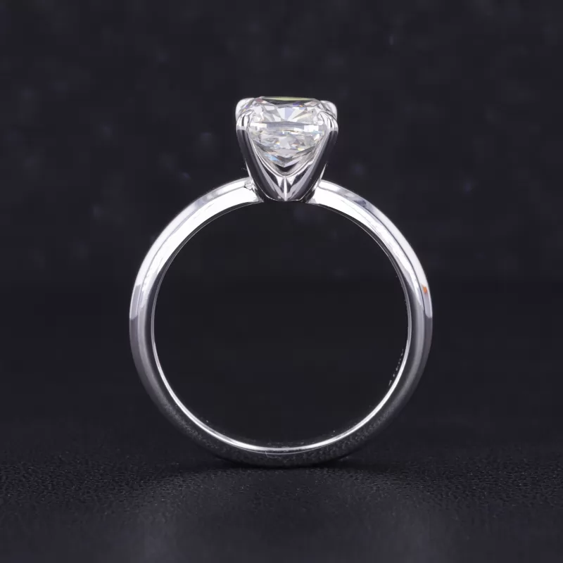 7.24×6.74mm Cushion Cut Lab Grown Diamond 10K White Gold Solitaire Engagement Ring