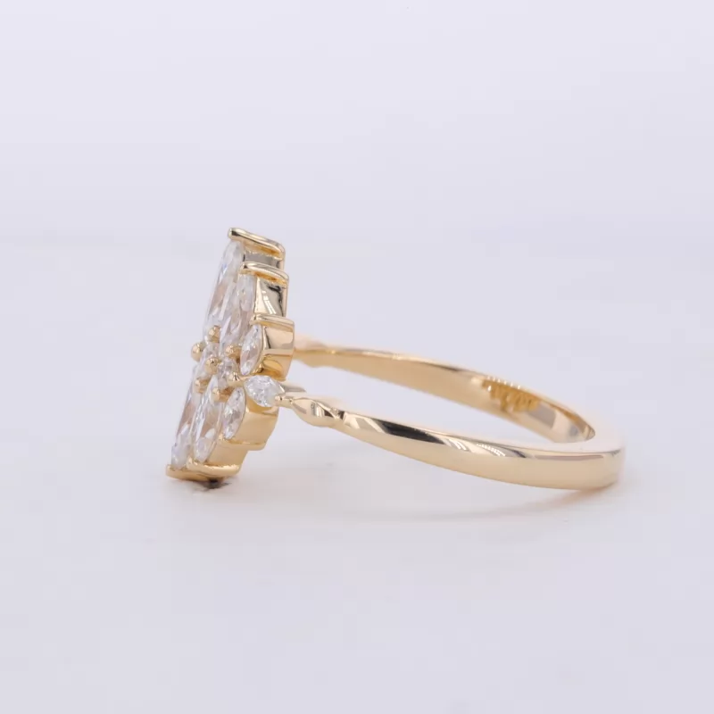 4×6mm Marquise Cut Moissanite 10K Yellow Gold Vintage Engagement Ring