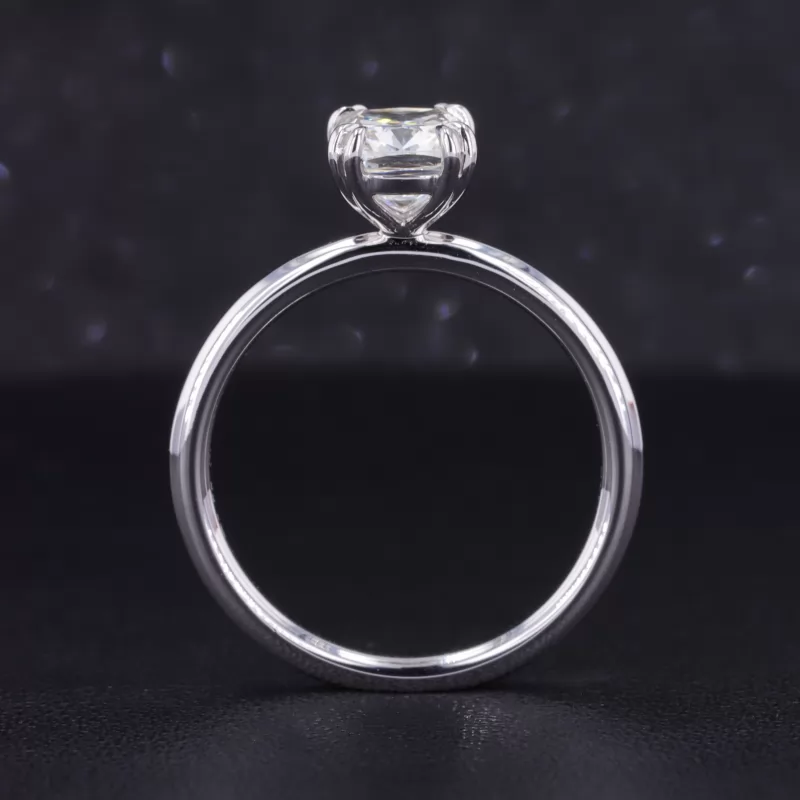 7.3×6.22mm Cushion Cut Lab Grown Diamond 18K White Gold Stackable Rings