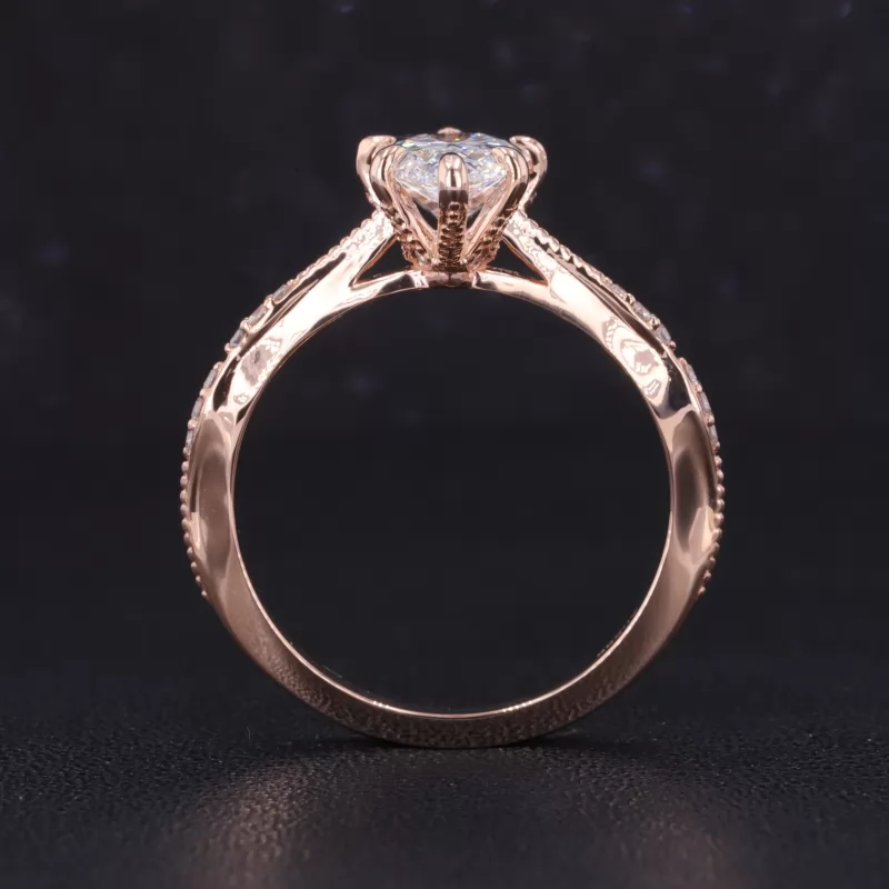 6.48×10.73mm Pear Cut Lab Grown Diamond With Side Lab Grown Diamond 14K Rose Gold Engagement Ring