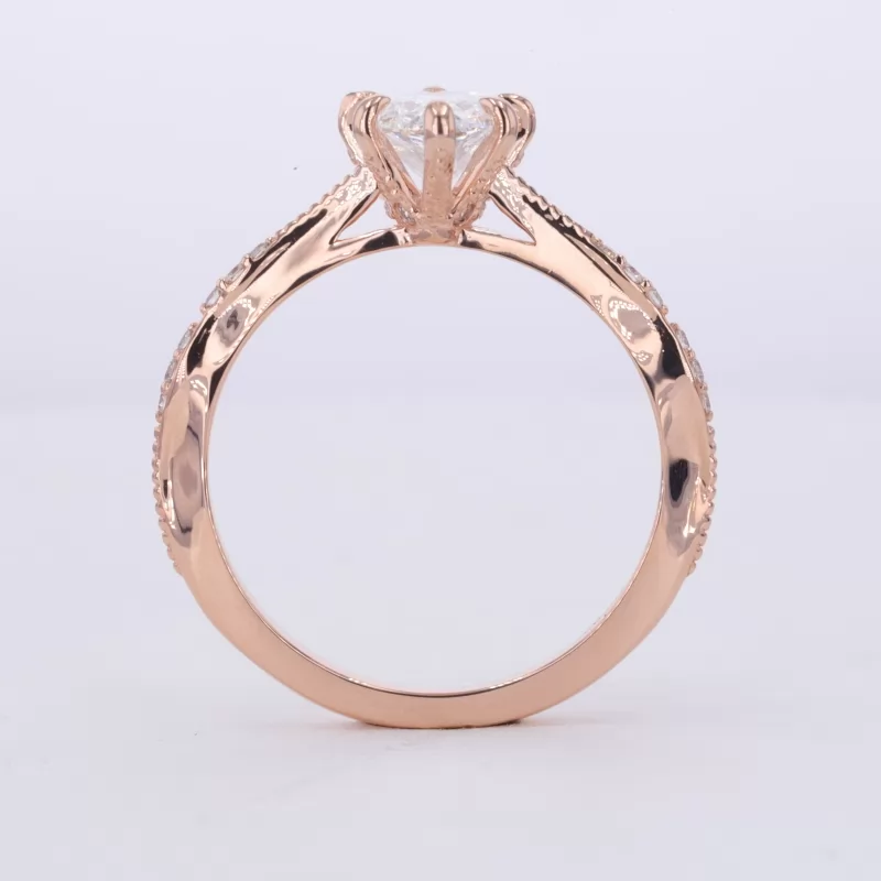 6.48×10.73mm Pear Cut Lab Grown Diamond With Side Lab Grown Diamond 14K Rose Gold Engagement Ring